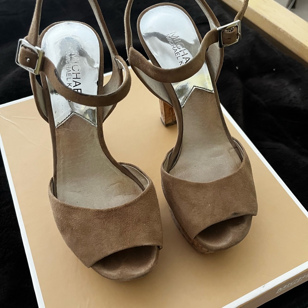 3 X $22 , Michael Kors Tan Heels with Ankle Strap
